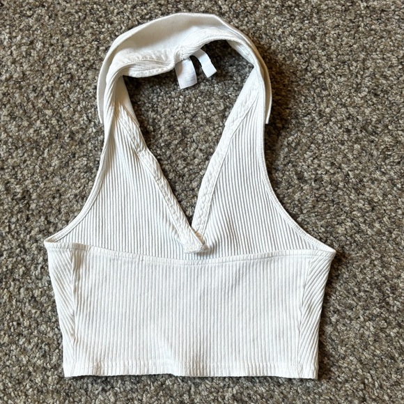 White Ribbed Halter Top - Picture 2 of 4